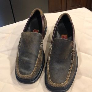 Men’s slip on rustic leather with accent stitching